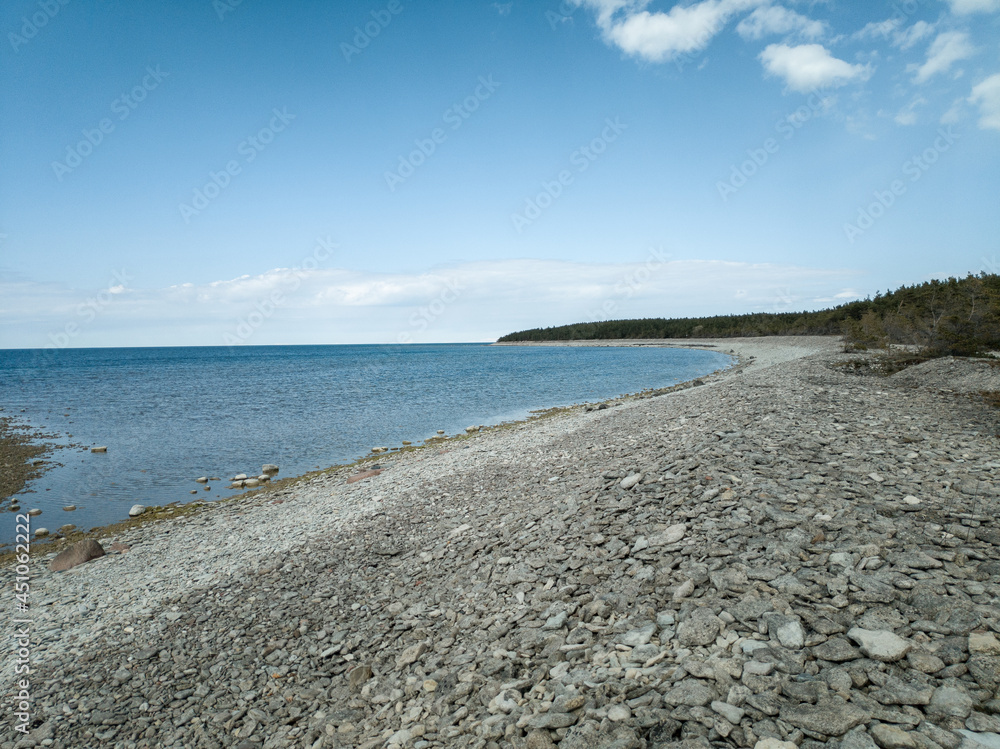 rocky coast of the sea - Baltic klint in Saaremaa