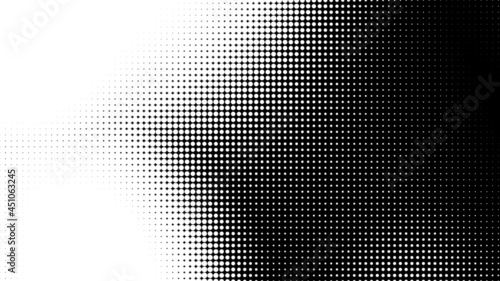 Dot white black pattern gradient texture background. Abstract pop art halftone and retro style.