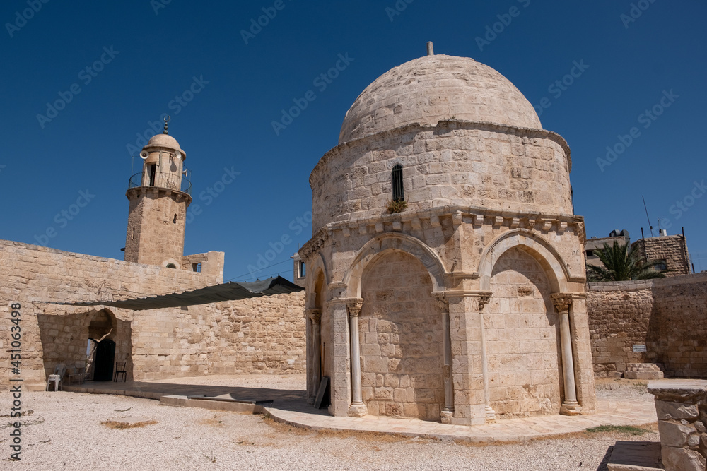 The Chapel of the Ascension, also known as Mosque of the Ascension, Olives Mount, Jerusalem. A site the faithful believes to be the earthly spot where Jesus ascended into Heaven after His Resurrection