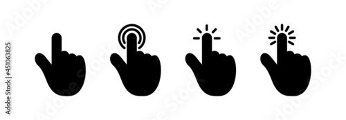 hand icon cursor icon, click button icon, vector symbol illustration