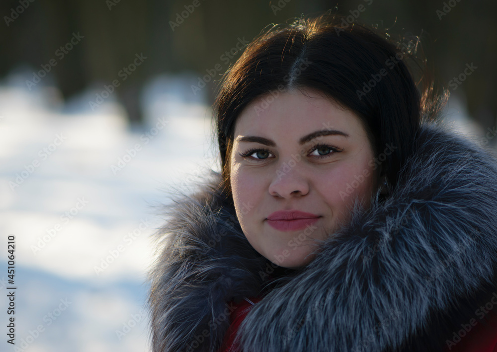 a series of photographs with a young woman in the winter forest. girl in a snowy park. in a red jacket. winter walk in nature. Cold season. Snowy Forest In Winter Day. portrait, close-up a series of photographs with a young woman in the winter forest. girl in a snowy park. in a red jacket. winter walk in nature. Cold season. Snowy Forest In Winter Day. portrait, close-up