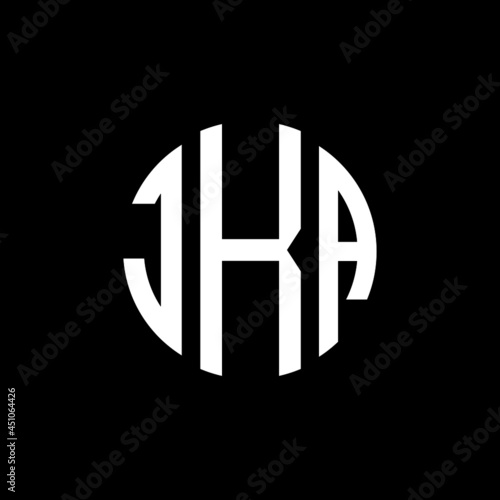 JKA letter logo design. JKA modern letter logo with black background. JKA creative  letter logo. simple and modern letter JKA logo template, JKA circle letter logo design with circle shape. JKA   photo