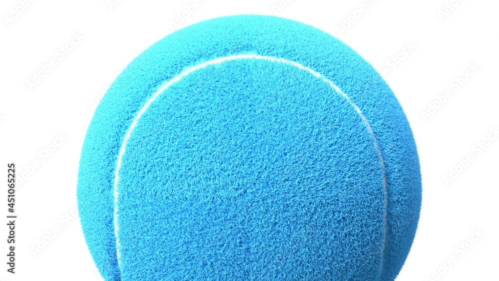 Light blue tennis ball on white background. Loop able 3d animation
