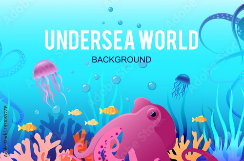 Undersea background. Ocean underwater world