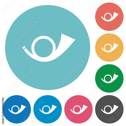 Postal round horn solid flat round icons photo