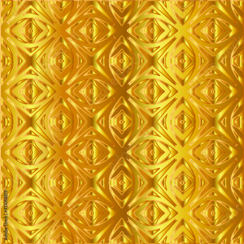 Geometric vector pattern with yellow and white gradient. gold ornament for wallpapers and backgrounds. 