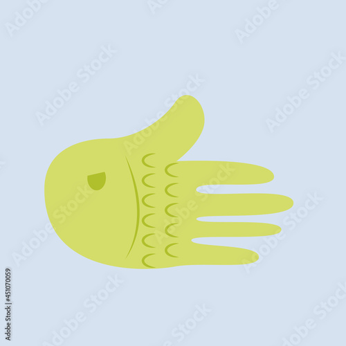 blue isolated hand fish logo