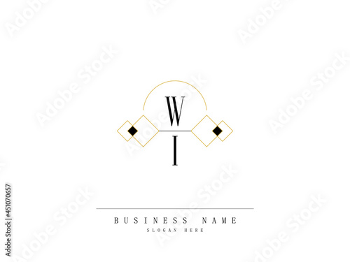 Letter WI Logo, Creative wi Logo Template with Creative Line Art Concept Premium Vector for Luxury Diamond Ring Store and etc