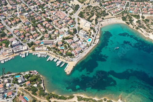aerial view of dalyan harbour in cesme, turkey