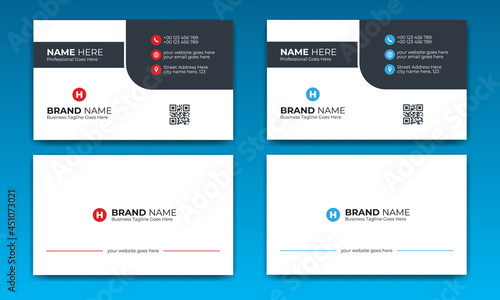 Red and Blue modern creative Corporate business card Template 47 and name card, simple, Eye catching, Professional, clean template vector design with Rectangle, Circle and Hexagon layout