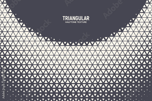 Triangular Halftone Pattern Vector Geometric Technology Abstract Background. Half Tone Triangles Retro Colored Texture. Minimal 80s Style Dynamic Tech Structure Wallpaper