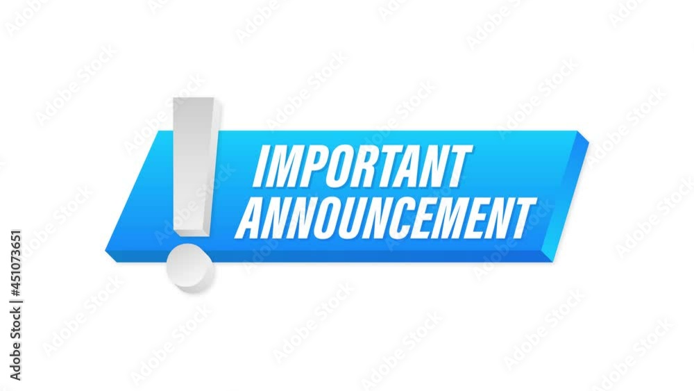 Banner with important announcement. Blue important announcement sign