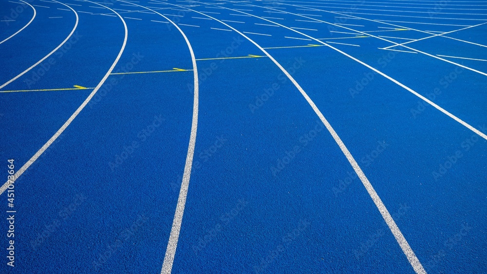 A running lane at the track and field of a sport competition