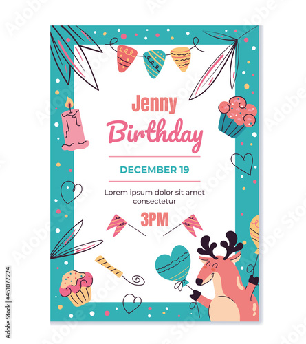 Birthday invitation template mockup typography design for print
