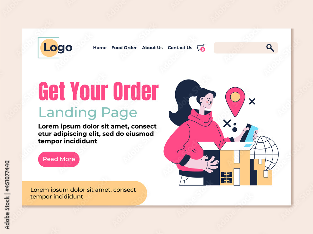 Delivery get your order landing page vector flat modern design Delivery get your order landing page vector flat modern design