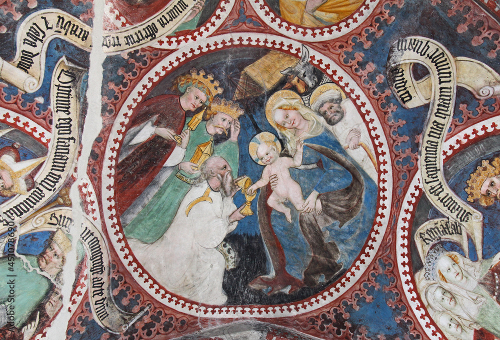 adorazione dei Magi; affresco nel chiostro del Duomo di Bressanone