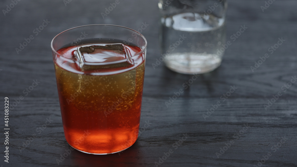 Making non alcohol spritz drink in a tumbler glass Making non alcohol spritz drink in a tumbler glass