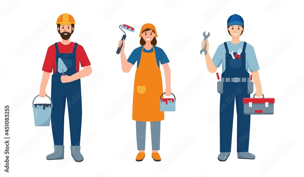Set of Repair people or Construction Worker