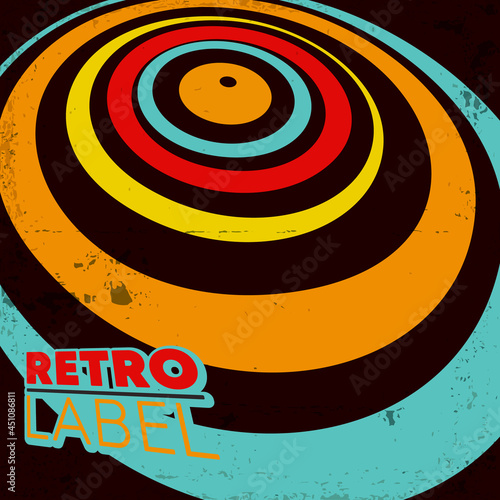 Retro design poster with vintage grunge texture and colored lines. Vector illustration