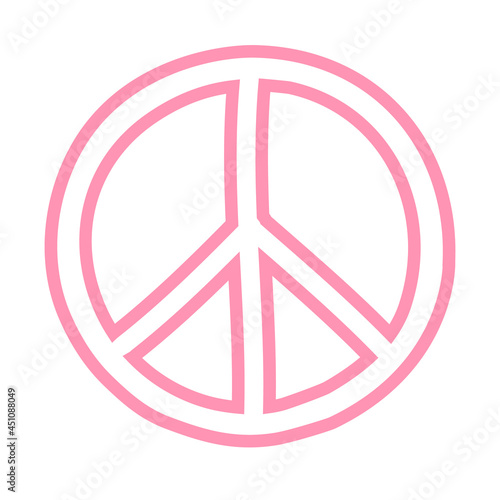 Vector hand drawn doodle sketch pink peace sign isolated on white background