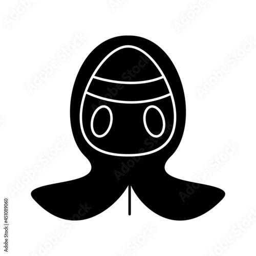 Cyberpunk wear hood glyph icon. Futuristic mask. High tech technology. Future with robot technology