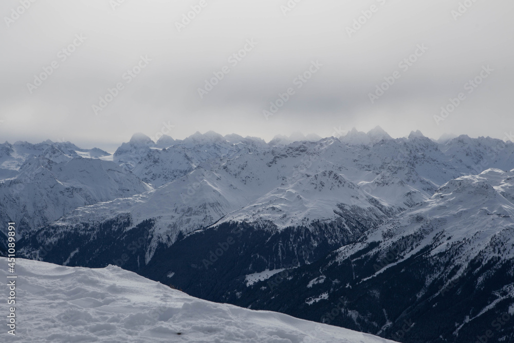 Mountain landscapes in Austria, Silvretta Montafon.