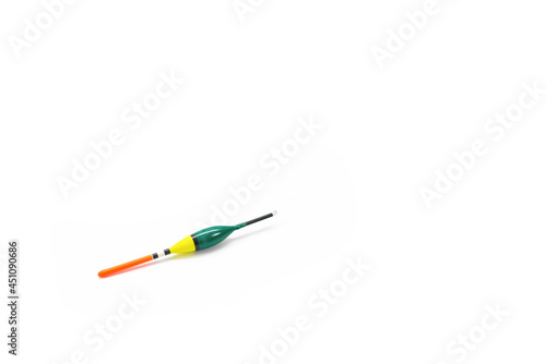Fishing rod float on a white background. Free space for your text