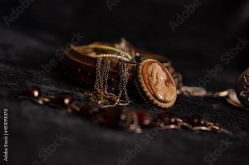 
family jewelry box and cameo