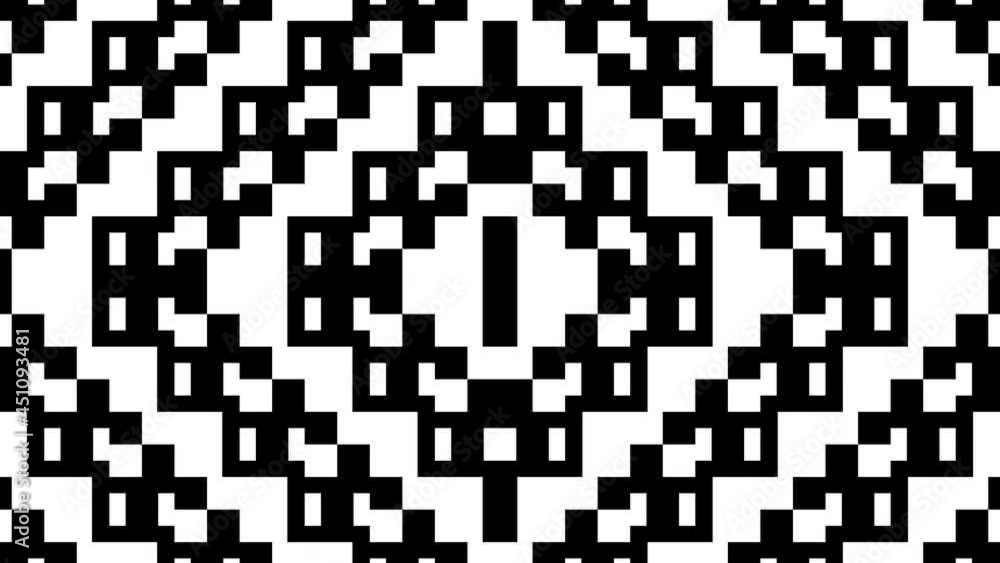 Black and white rectangles in minimal dynamic pattern. Monochrome square tile mosaic. Motion graphic background in a flat design Black and white rectangles in minimal dynamic pattern. Monochrome square tile mosaic. Motion graphic background in a flat design