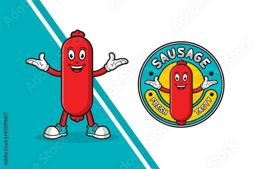 Sausage mascot design template logo photo