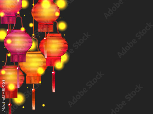 中華ランタンのイラスト背景