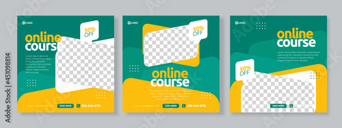 online course social media pack template premium vector