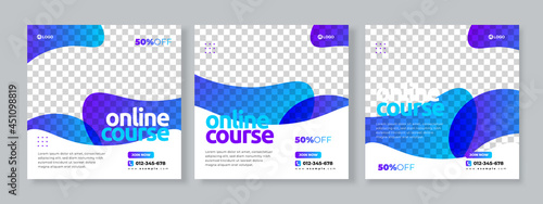 online course social media pack template premium vector