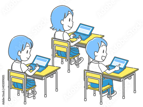 タブレットを活用した授業で、集中して学習に取り組む子どもたち