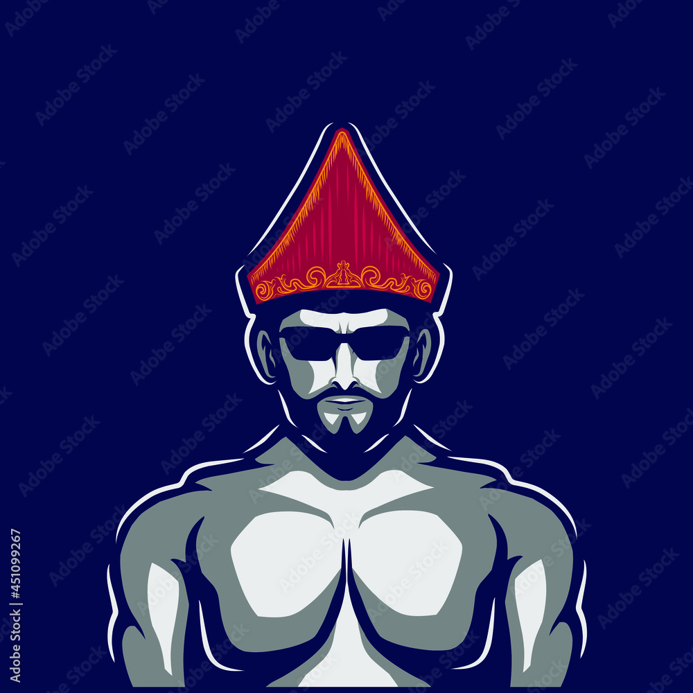Batak people man woman Pop Art logo. Colorful toba asian ethnic wedding dress design with dark background. Vector illustration. Batak people man woman Pop Art logo. Colorful toba asian ethnic wedding dress design with dark background. Vector illustration.