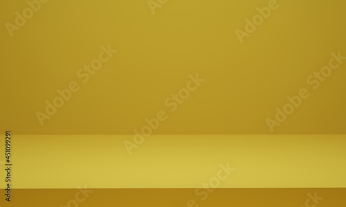 Fototapeta Naklejka Na Ścianę i Meble -  3D rendering. Yellow empty room background for display product presentation.