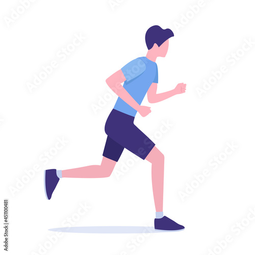 A running man. Flat colored vector illustration. Isolated on white background. © Kay