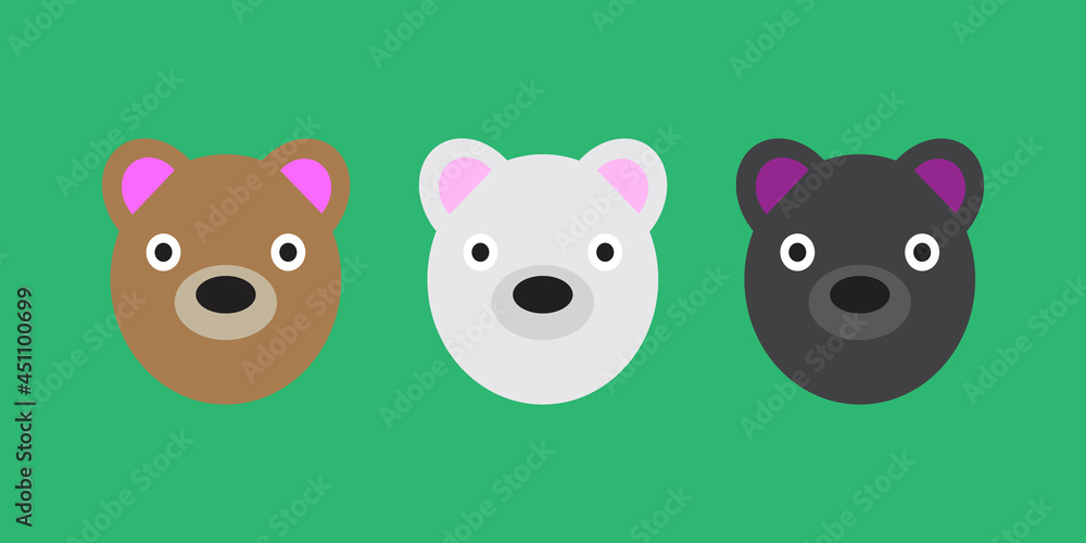 Naklejka premium Three faces bear. Line art. Isolated icon. Beauty logo. Vector illustration. Stock image.