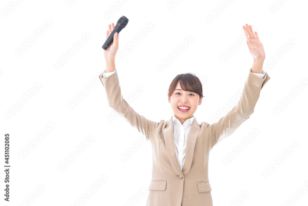 選挙演説をする女性 選挙演説をする女性