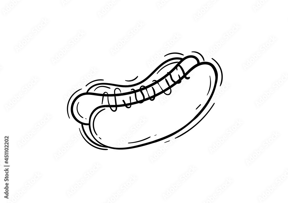 delicious hot dog outline with sauce and mayonnaise on top delicious hot dog outline with sauce and mayonnaise on top