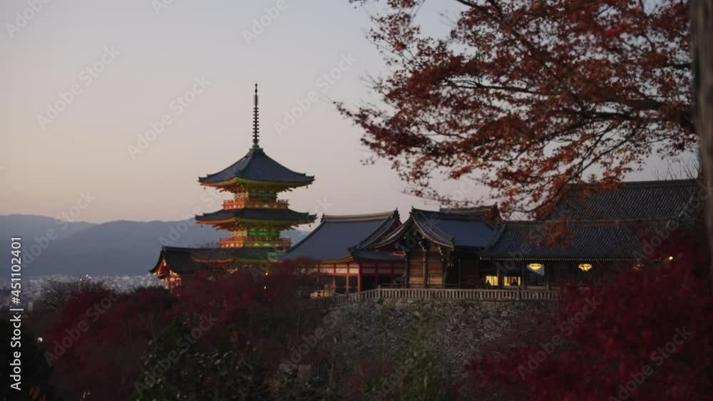 Kiyomizu Dera Temple in Autumn, Kyoto Japan. Sunset Shot Kiyomizu Dera Temple in Autumn, Kyoto Japan. Sunset Shot