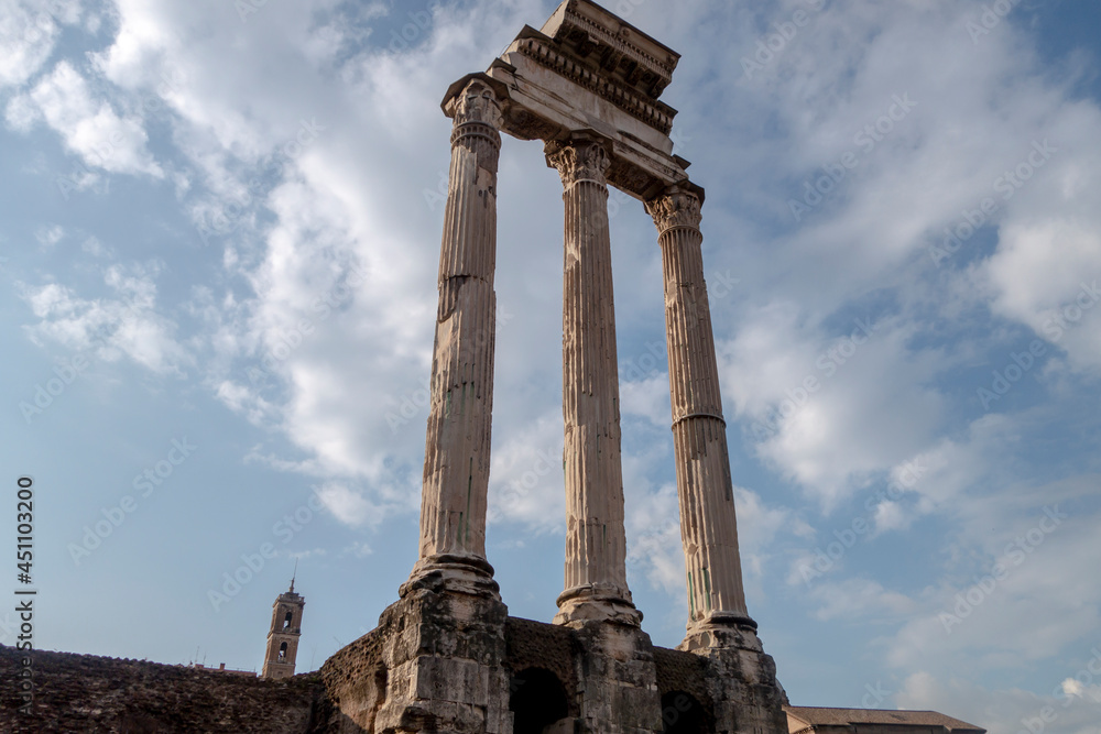 Ancient Roman Columns still upright in situ, Rome, Italy Ancient Roman Columns still upright in situ, Rome, Italy