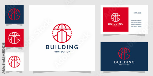 Building protection logo with umbrella design
