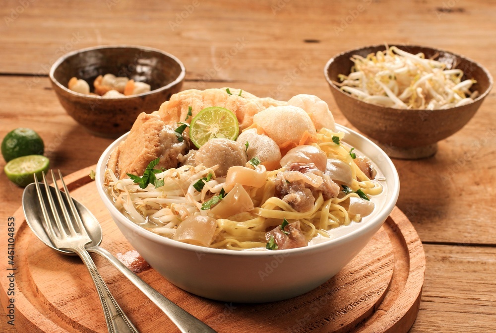 Mie Kocok Bandung. Traditional Sundanese Dish of Beef Noodle Soup from Bandung, West Java. Mie Kocok Bandung. Traditional Sundanese Dish of Beef Noodle Soup from Bandung, West Java.