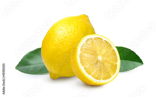 lemon and cut half isolated on white background
