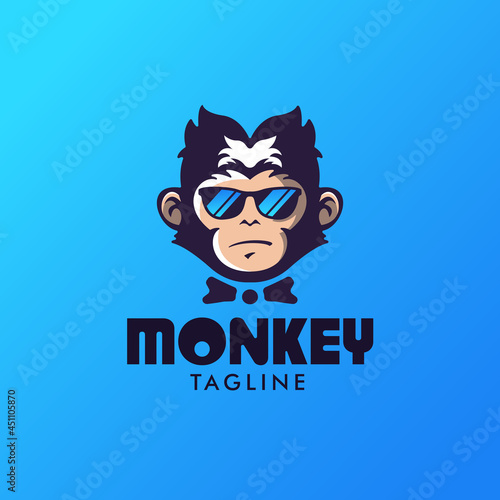 Photography awesome cool and geek monkey logo design