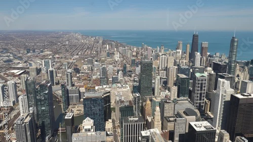 Chicago Skyline Panorama, Downtown Skyscrapers, Financial District and Lake Michigan, Panorama From Willis Tower photo