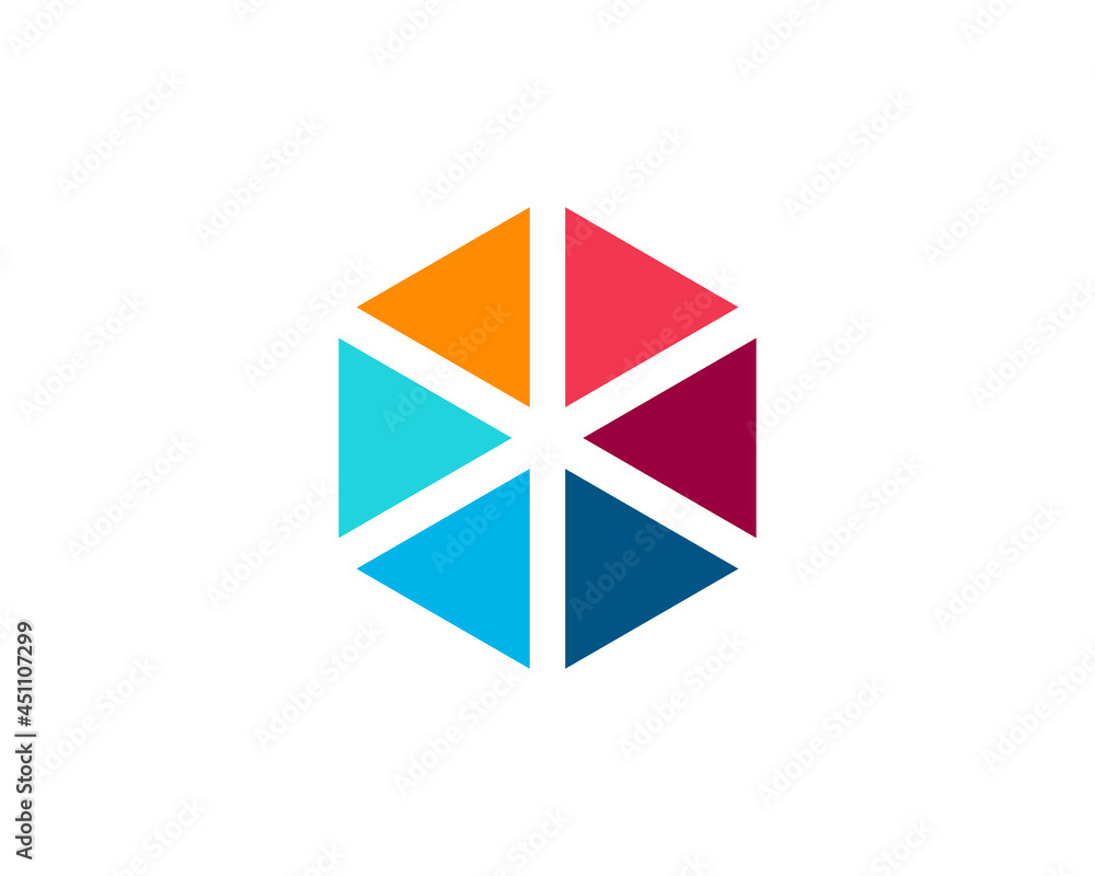 Hexagon element, sign, symbol arrow triangle color logo template Hexagon element, sign, symbol arrow triangle color logo template