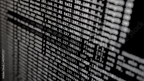 Sniffer Analyzing Network Traffic TCP/UDP Packets IP Spoofing on Screen