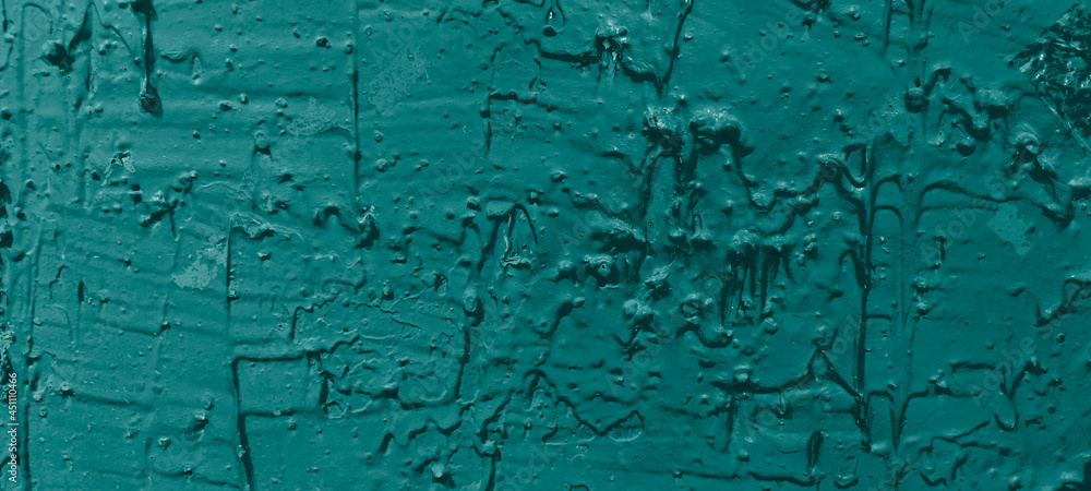 Pine green paint brush textured wall background
